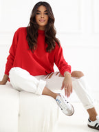 Komfortowa bawełniana bluza basic w kolorze czerwonym - Bianca