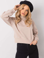 Klasyczna bluza basic z golfem w kolorze beżowym - Puerta