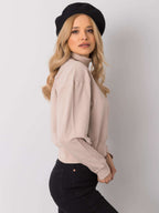 Klasyczna bluza basic z golfem w kolorze beżowym - Puerta