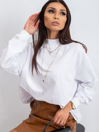 Komfortowa bawełniana bluza basic w kolorze białym - Bianca