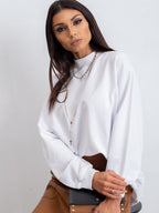 Komfortowa bawełniana bluza basic w kolorze białym - Bianca