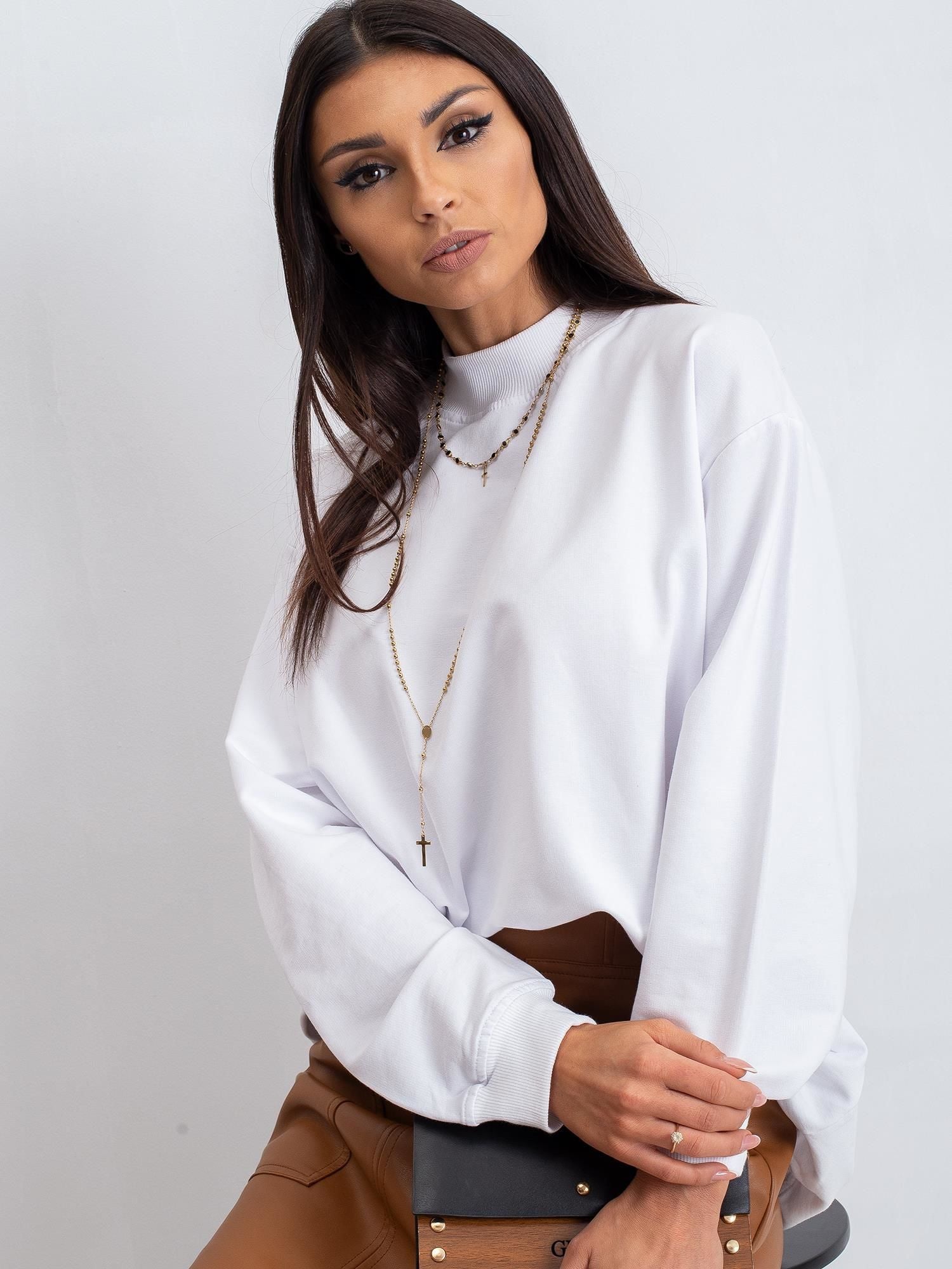 Komfortowa bawełniana bluza basic w kolorze białym - Bianca