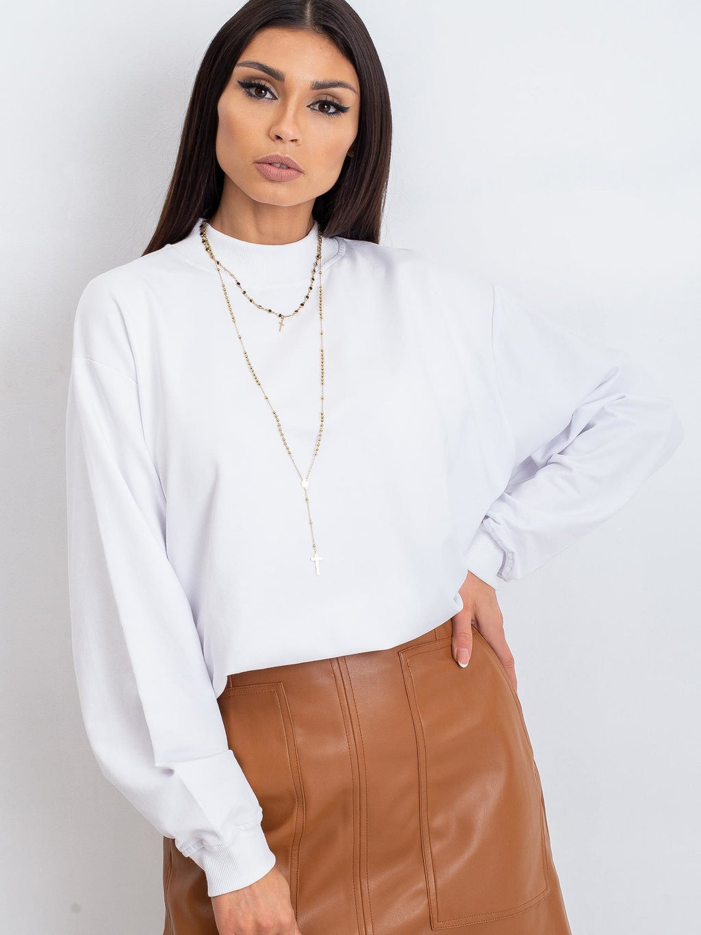 Komfortowa bawełniana bluza basic w kolorze białym - Bianca
