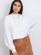Komfortowa bawełniana bluza basic w kolorze białym - Bianca