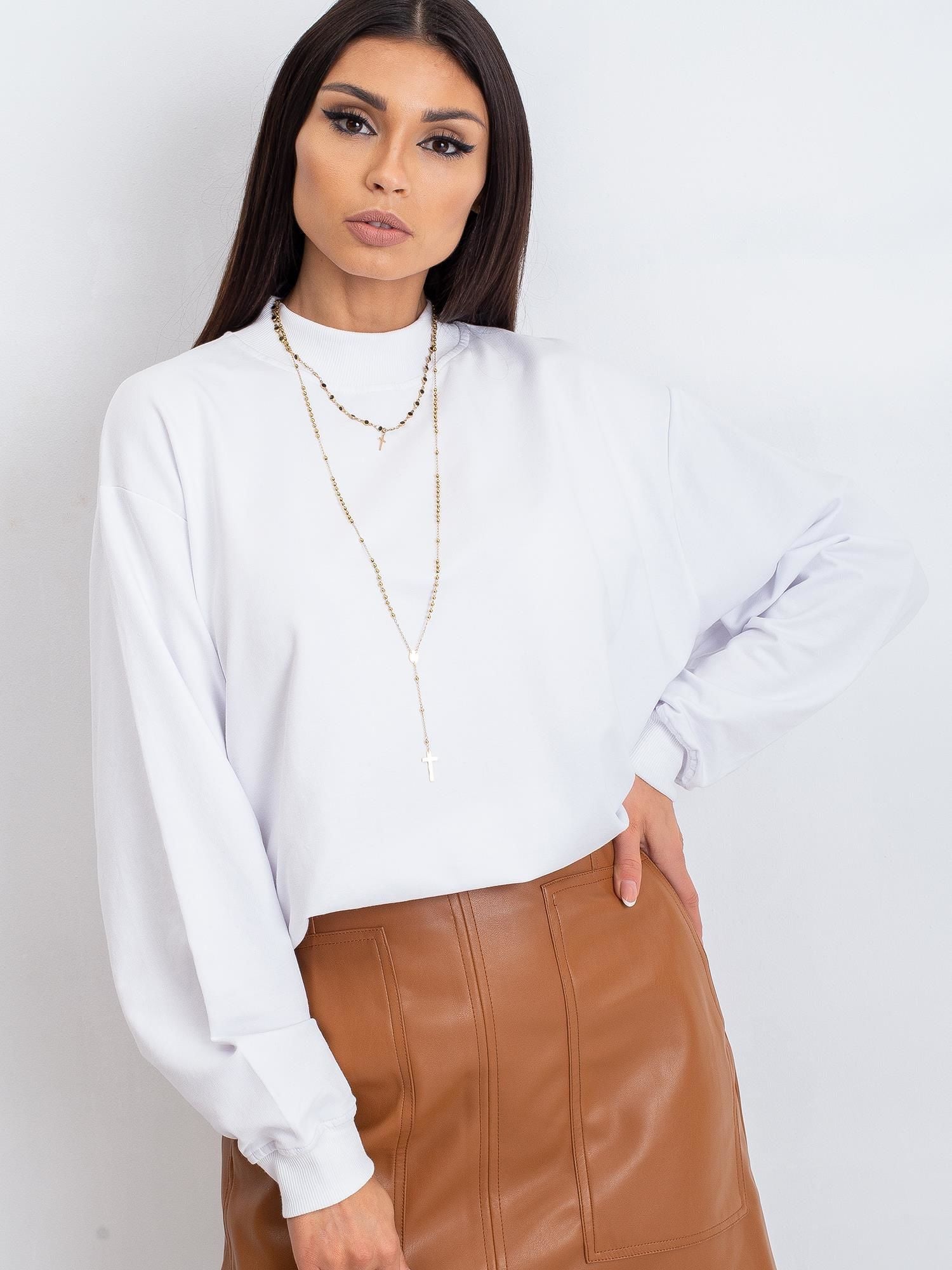 Komfortowa bawełniana bluza basic w kolorze białym - Bianca