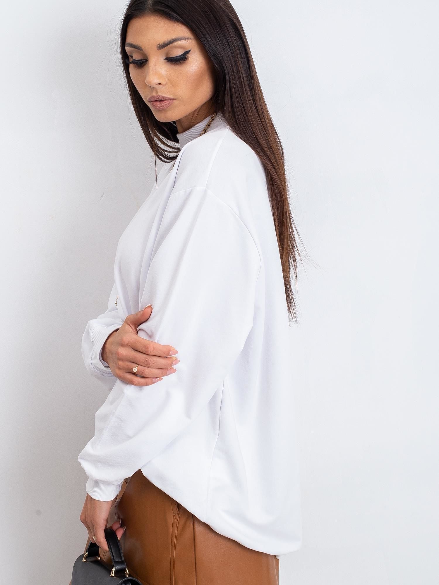 Komfortowa bawełniana bluza basic w kolorze białym - Bianca