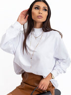 Komfortowa bawełniana bluza basic w kolorze białym - Bianca