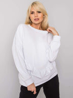 Biała elegancka bluza bez kaptura z ozdobną falbaną - Zora