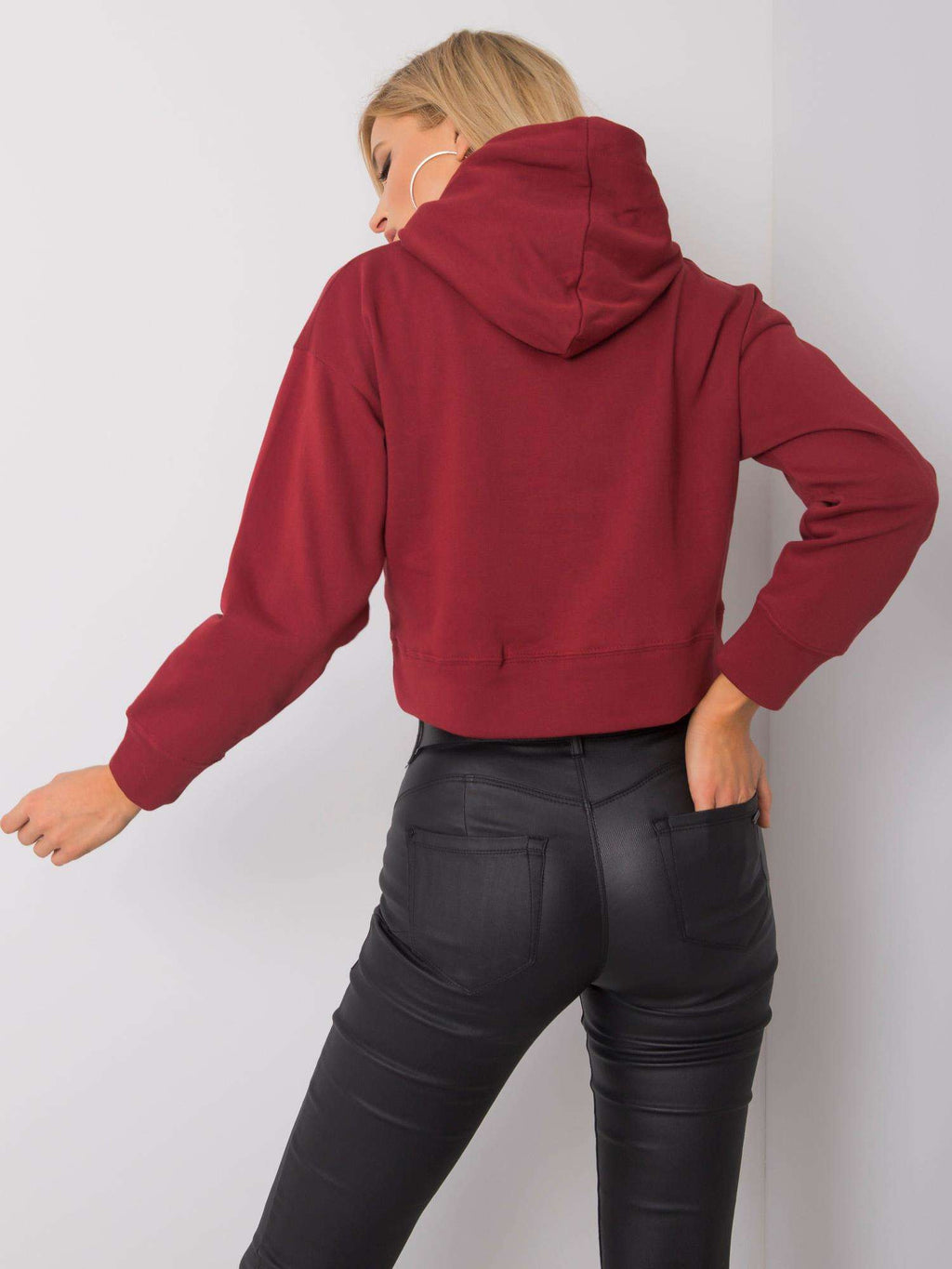 Bordowa wygodna bluza damska basic w kolorze bordowym - Mana