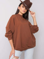 Komfortowa bawełniana bluza basic w kolorze brązowym - Bianca