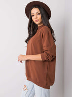 Komfortowa bawełniana bluza basic w kolorze brązowym - Bianca