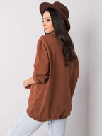 Komfortowa bawełniana bluza basic w kolorze brązowym - Bianca
