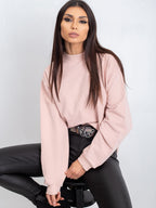 Komfortowa bawełniana bluza basic w kolorze brudnoróżowym - Bianca