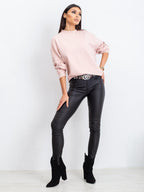 Komfortowa bawełniana bluza basic w kolorze brudnoróżowym - Bianca