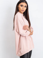 Komfortowa bawełniana bluza basic w kolorze brudnoróżowym - Bianca