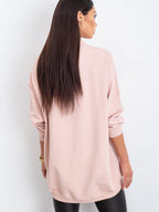 Komfortowa bawełniana bluza basic w kolorze brudnoróżowym - Bianca