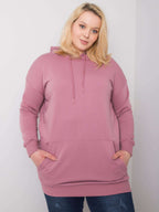 Klasyczna bawełniana bluza plus size z kapturem w kolorze brudnoróżowym - Krue
