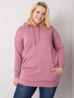 Klasyczna bawełniana bluza plus size z kapturem w kolorze brudnoróżowym - Krue