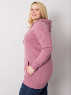 Klasyczna bawełniana bluza plus size z kapturem w kolorze brudnoróżowym - Krue