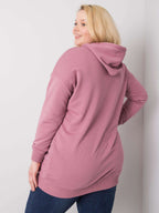 Klasyczna bawełniana bluza plus size z kapturem w kolorze brudnoróżowym - Krue