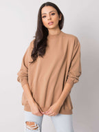 Komfortowa bawełniana bluza basic w kolorze camelowym - Bianca
