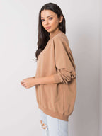 Komfortowa bawełniana bluza basic w kolorze camelowym - Bianca