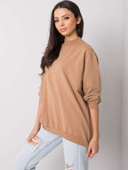 Komfortowa bawełniana bluza basic w kolorze camelowym - Bianca