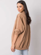 Komfortowa bawełniana bluza basic w kolorze camelowym - Bianca