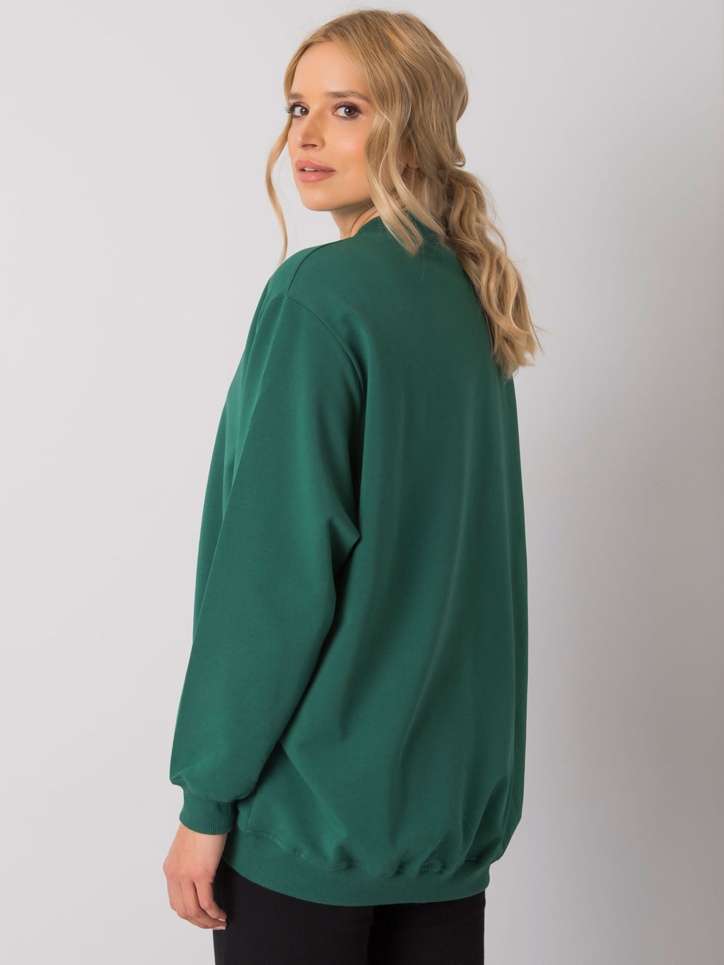 Komfortowa bawełniana bluza basic w kolorze ciemnozielonym - Bianca