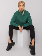 Komfortowa bawełniana bluza basic w kolorze ciemnozielonym - Bianca