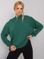 Komfortowa bawełniana bluza basic w kolorze ciemnozielonym - Bianca