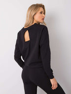 Czarna wygodna bluza casual z wycięciem na plecach - Mode