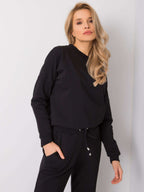 Czarna wygodna bluza casual z wycięciem na plecach - Mode