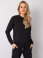 Czarna wygodna bluza casual z wycięciem na plecach - Mode