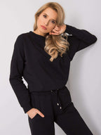 Czarna wygodna bluza casual z wycięciem na plecach - Mode