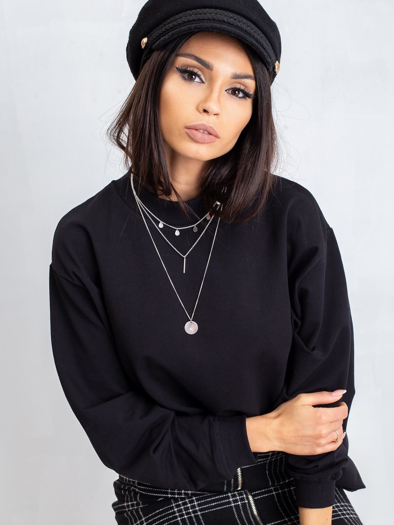 Komfortowa bawełniana bluza basic w kolorze czarnym - Bianca
