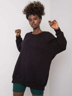 Bawełniana długa bluza bez kaptura oversize w kolorze czarnym - Xara