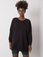 Bawełniana długa bluza bez kaptura oversize w kolorze czarnym - Xara