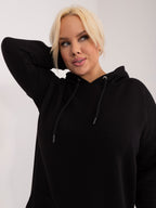 Klasyczna bawełniana bluza plus size z kapturem w kolorze czarnym - Krue