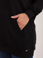 Klasyczna bawełniana bluza plus size z kapturem w kolorze czarnym - Krue