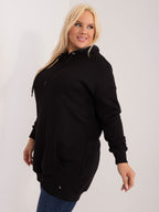 Klasyczna bawełniana bluza plus size z kapturem w kolorze czarnym - Krue