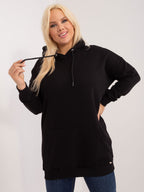 Klasyczna bawełniana bluza plus size z kapturem w kolorze czarnym - Krue