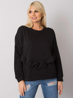 Czarna elegancka bluza bez kaptura z ozdobną falbaną - Zora