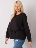 Czarna elegancka bluza bez kaptura z ozdobną falbaną - Zora