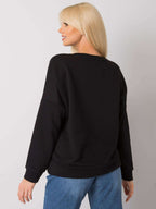 Czarna elegancka bluza bez kaptura z ozdobną falbaną - Zora