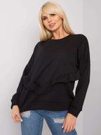 Czarna elegancka bluza bez kaptura z ozdobną falbaną - Zora