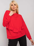Czerwona elegancka bluza bez kaptura z ozdobną falbaną - Zora