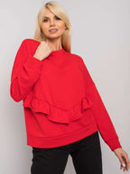 Czerwona elegancka bluza bez kaptura z ozdobną falbaną - Zora