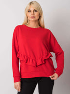 Czerwona elegancka bluza bez kaptura z ozdobną falbaną - Zora