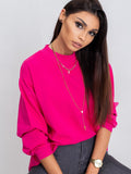 Komfortowa bawełniana bluza basic w kolorze fuksjowym - Bianca